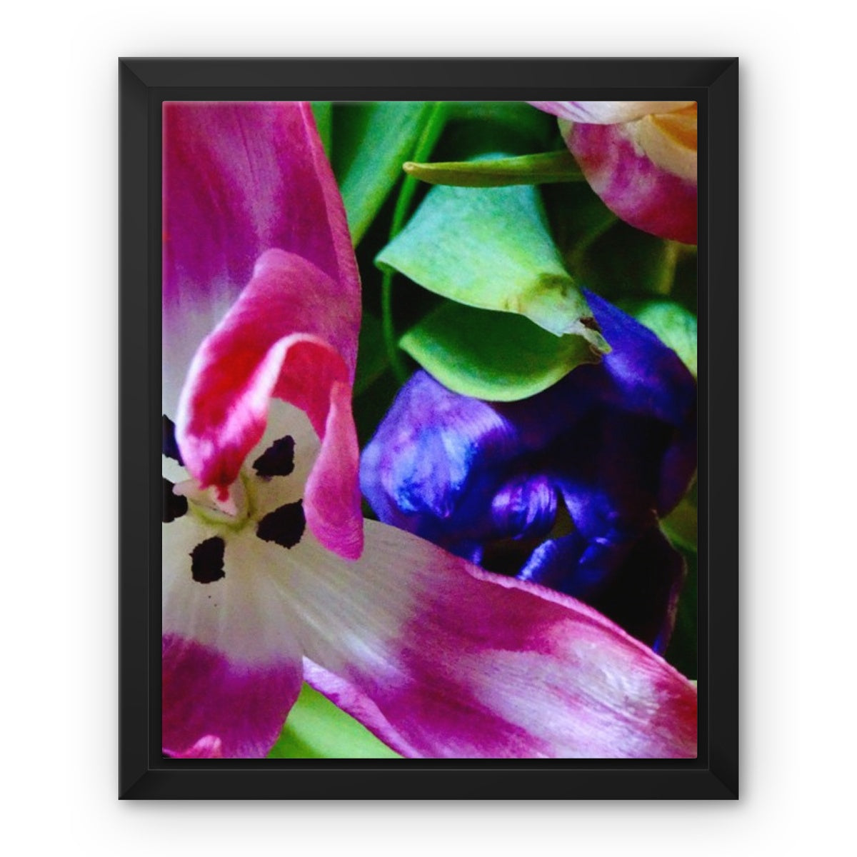 Framed  canvas print from art-picture "Colored Tulips by Francois De Lievre