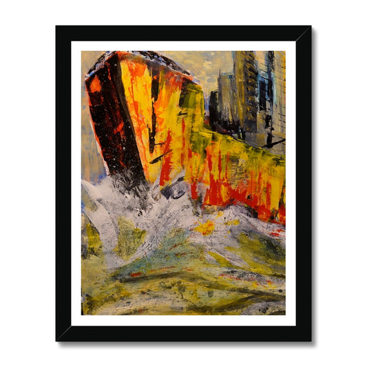 Framed fine art print from original acrylic painting "Monstre de mer" by Colette Staes